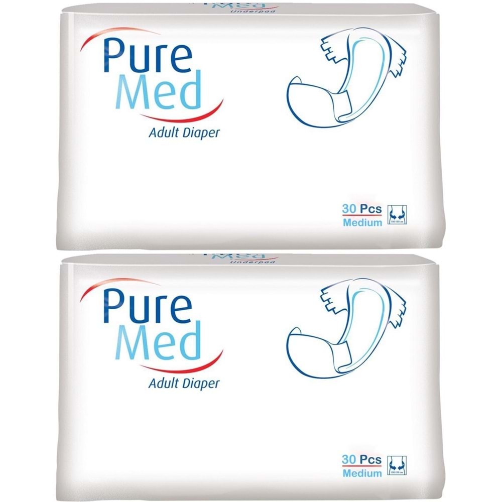Puremed Yetişkin Bezi Bel Bantlı Tekstil Yüzey M - Orta - Medium 60 Adet (2PK*30)