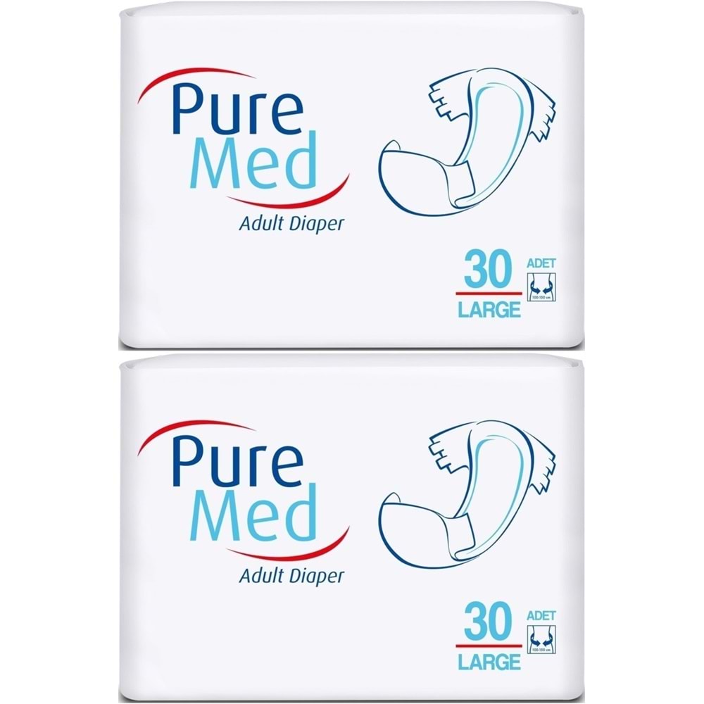 Puremed Yetişkin Bezi Bel Bantlı Tekstil Yüzey L - Büyük - Large 60 Adet (2PK*30)