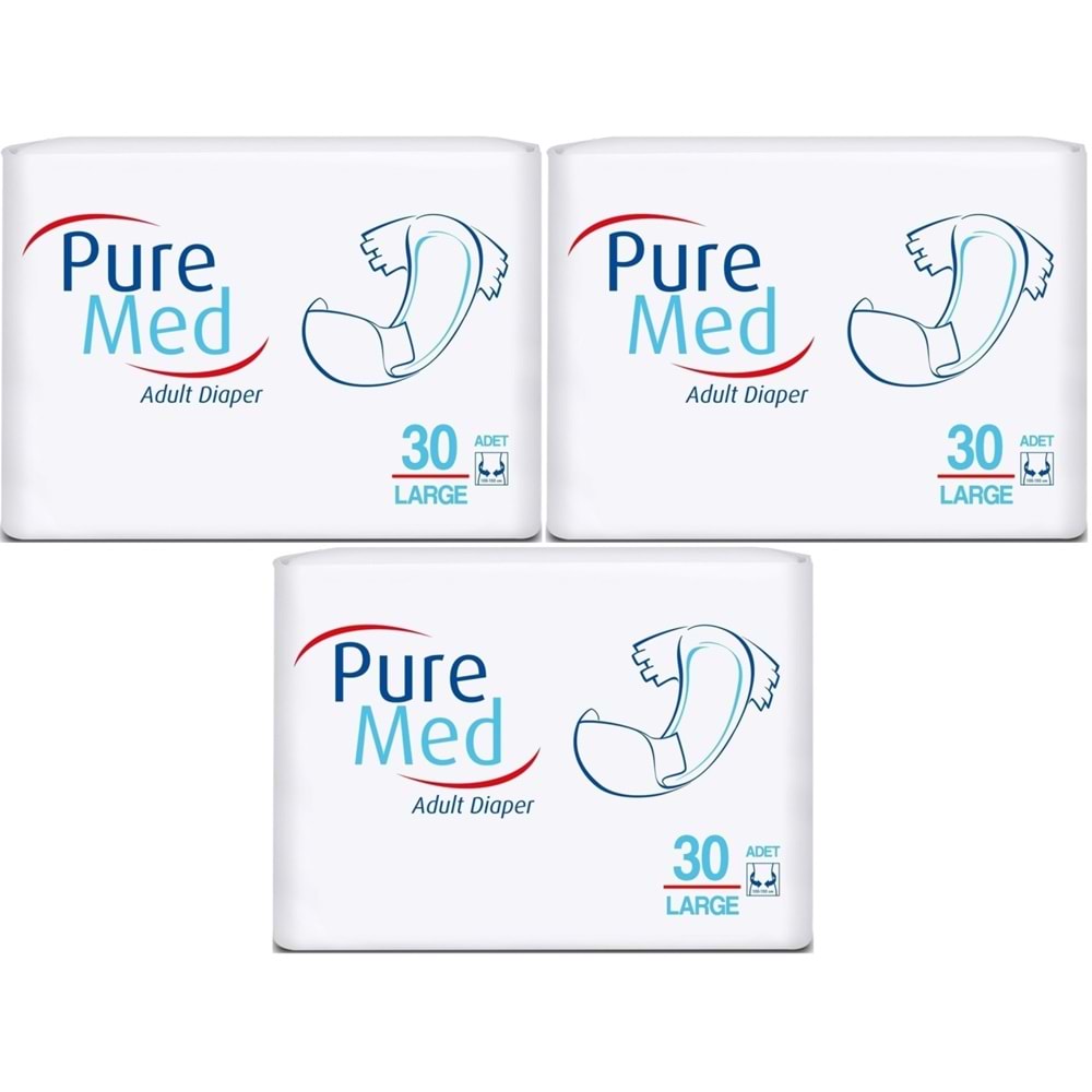 Puremed Yetişkin Bezi Bel Bantlı Tekstil Yüzey L - Büyük - Large 90 Adet (3PK*30)
