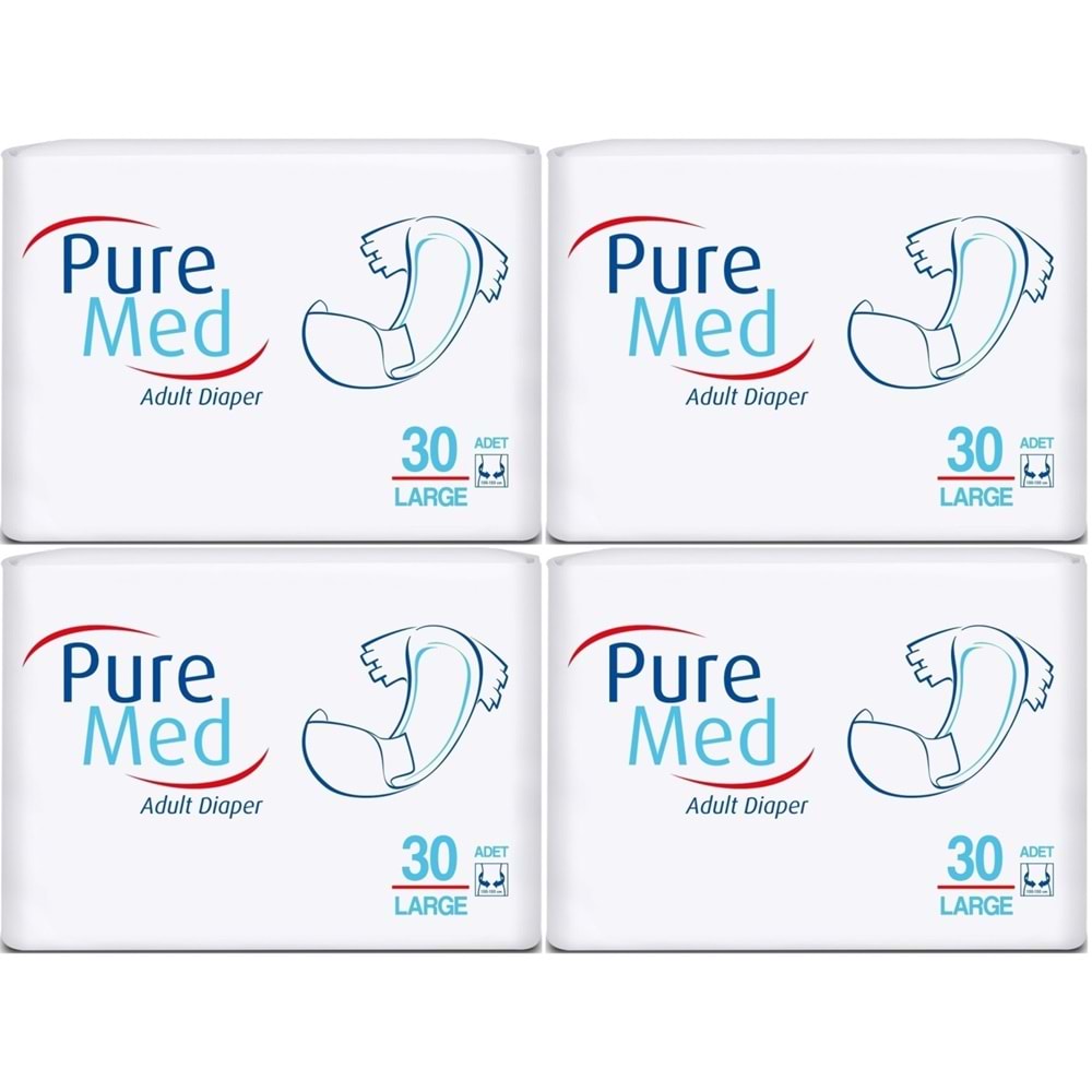 Puremed Yetişkin Bezi Bel Bantlı Tekstil Yüzey L - Büyük - Large 120 Adet (4PK*30)