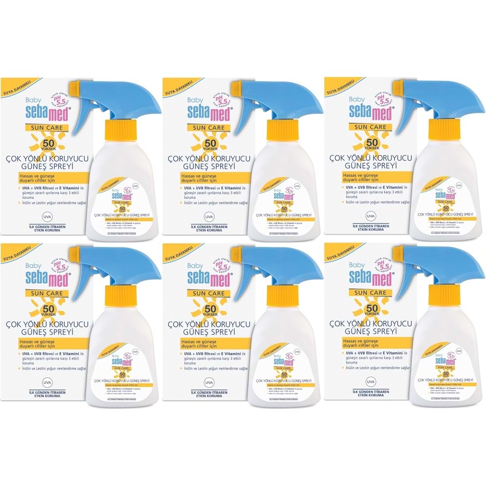 Sebamed Sun Care Bebek Güneş Losyonu Kremi Sprey 50+ Faktör 200ML (Hassas Ciltler İçin) (6 Lı Set)