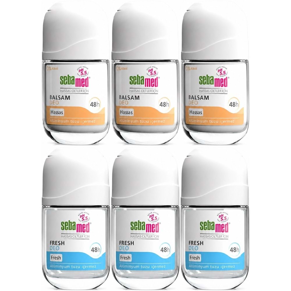 Sebamed Roll-On 50ML Balsam Hassas/Sensitive + Roll-On 50ML Fresh (Karma 6 Lı Set)