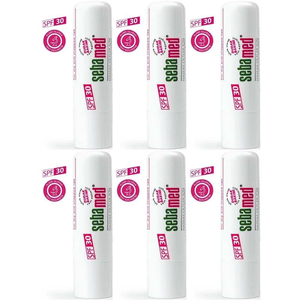 Sebamed Dudak Koruyucu Bakım Kremi Stick 30 SPF 4.8GR (Çatlamış ve Hassas Nemlendiricili) (6 Lı Set)