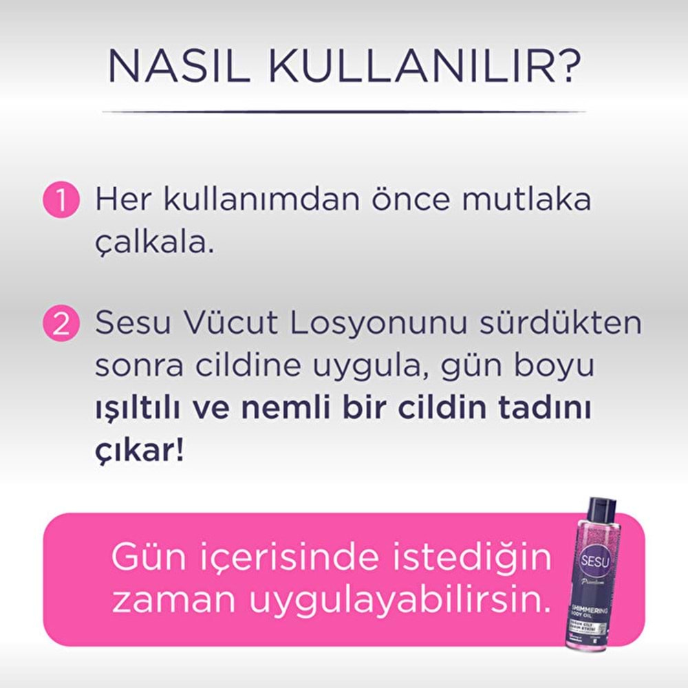 Sesu Simli Cilt Bakım Yağı 150ML (Shımmering Body Oıl) (5 Li Set)