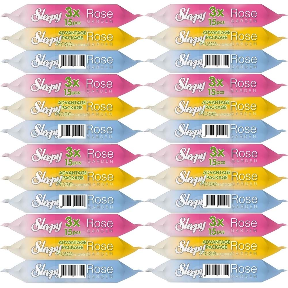 Sleepy Islak Havlu Cep Mendil 15 Yaprak (24 Lü Set) Rose/Garden (8PK*3) 360 Yaprak