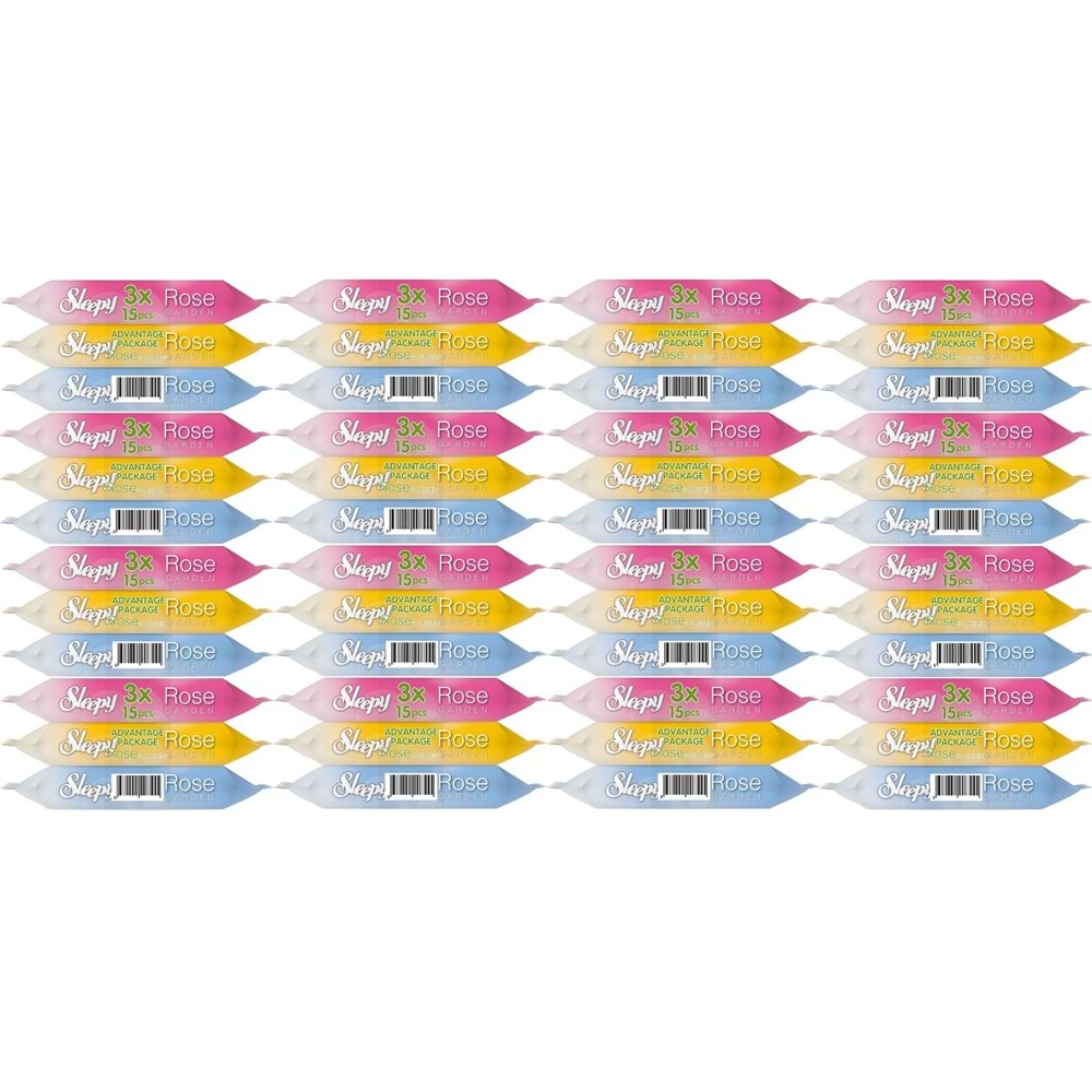 Sleepy Islak Havlu Cep Mendil 15 Yaprak (48 Li Set) Rose/Garden (16PK*3) 720 Yaprak
