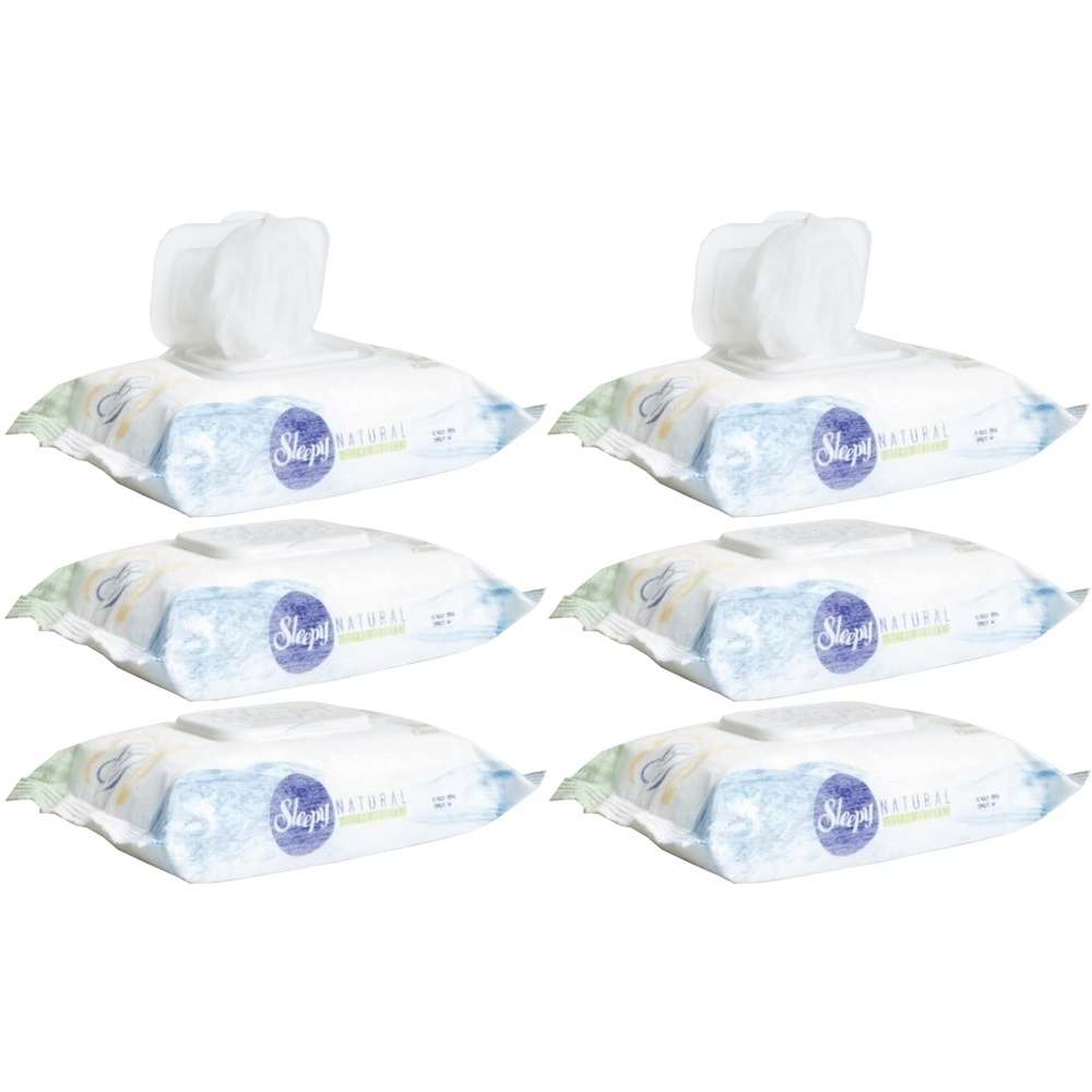 Sleepy Islak Havlu Mendil Pamuklu Yenidoğan Natural Bambu 40 Yaprak 6 Lı Set (240 Yaprak)