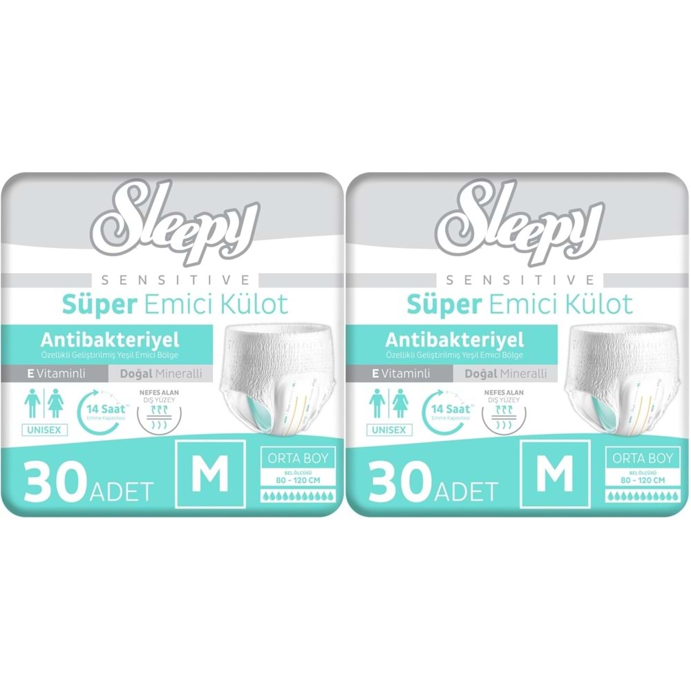 Sleepy Yetişkin Bezi Emici Külot M - Orta - Medium 60 Adet (2PK*30)