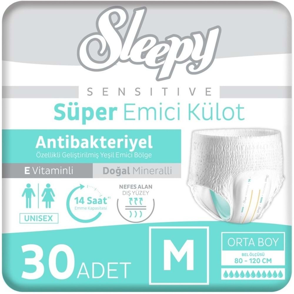 Sleepy Yetişkin Bezi Emici Külot M - Orta - Medium 180 Adet (6PK*30)