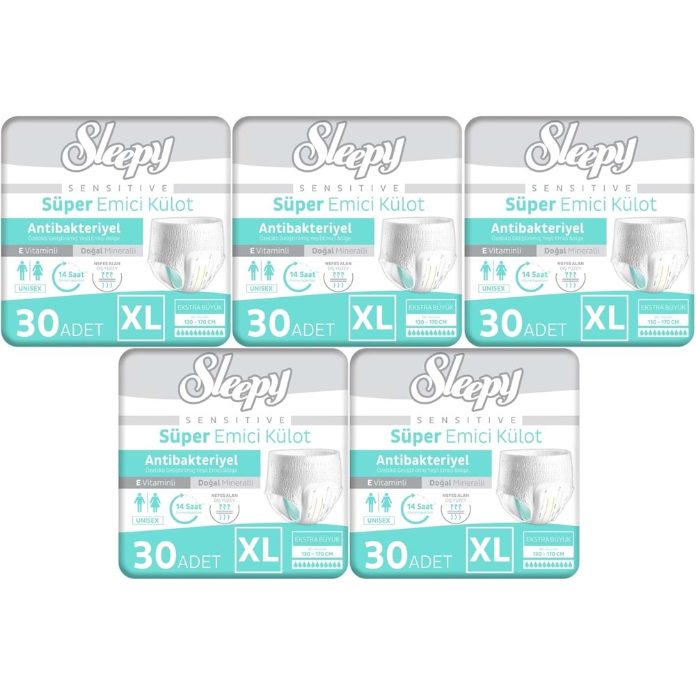 Sleepy Yetişkin Bezi Emici Külot XL - Ekstra Büyük - Extra Large 150 Adet (5PK*30)