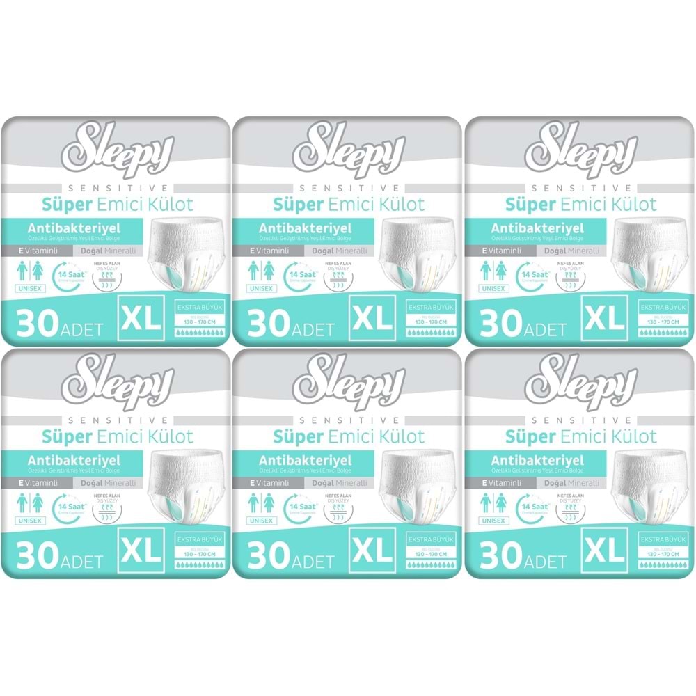 Sleepy Yetişkin Bezi Emici Külot XL - Ekstra Büyük - Extra Large 180 Adet (6PK*30)
