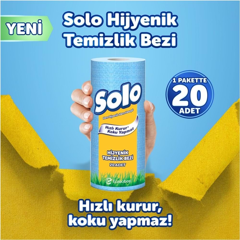 Solo Hijyenik Temizlik Bezi (İç adet 20 Li) (Kokusuz ve Hızla Kuruyan) (18 Li Set)