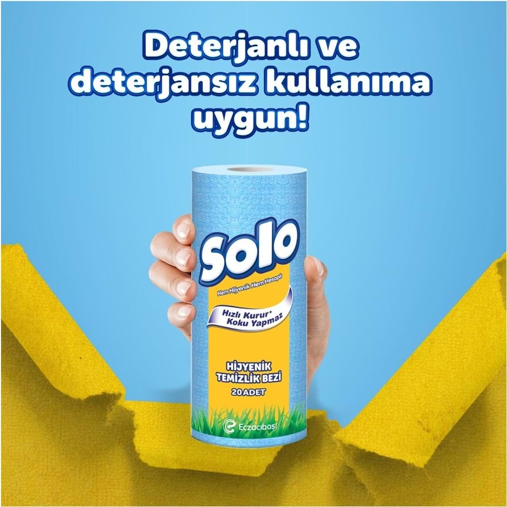 Solo Hijyenik Temizlik Bezi (İç adet 20 Li) (Kokusuz ve Hızla Kuruyan) (18 Li Set)