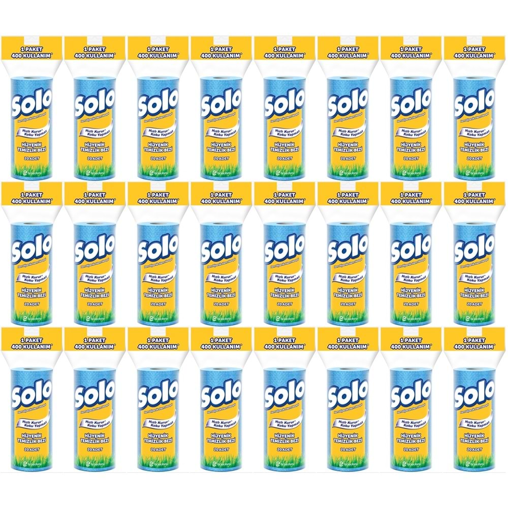 Solo Hijyenik Temizlik Bezi (İç adet 20 Li) (Kokusuz ve Hızla Kuruyan) (24 Lü Set)