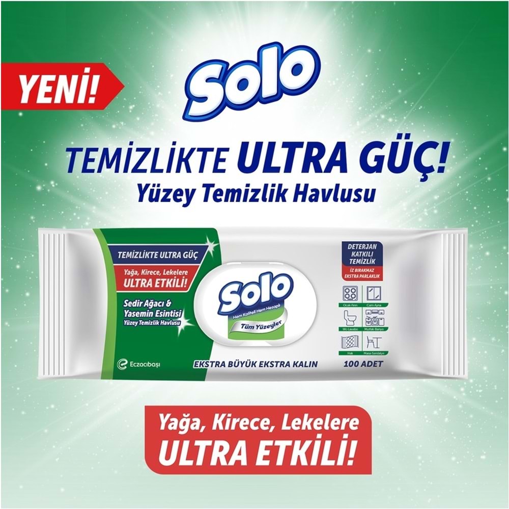 Solo Yüzey Temizlik Havlusu (Beyaz Sabun/Sedir/Okaliptus/Limon) (Karma 12 Li Set) 1200 Yaprak