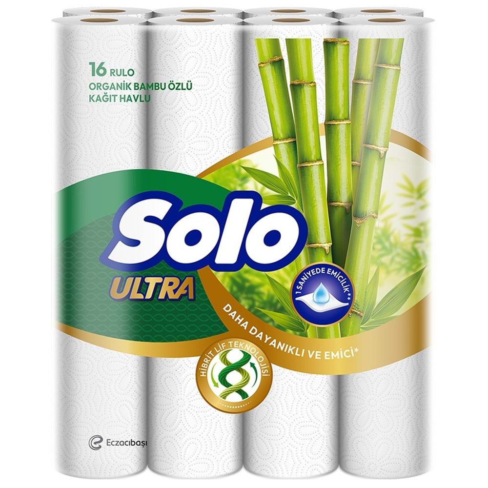 Solo Ultra Kağıt Havlu 32 Li Paket Rulo Organik Bambu ve Pamuk Özlü (Dev Ekonomik Pk) (2PK*16)