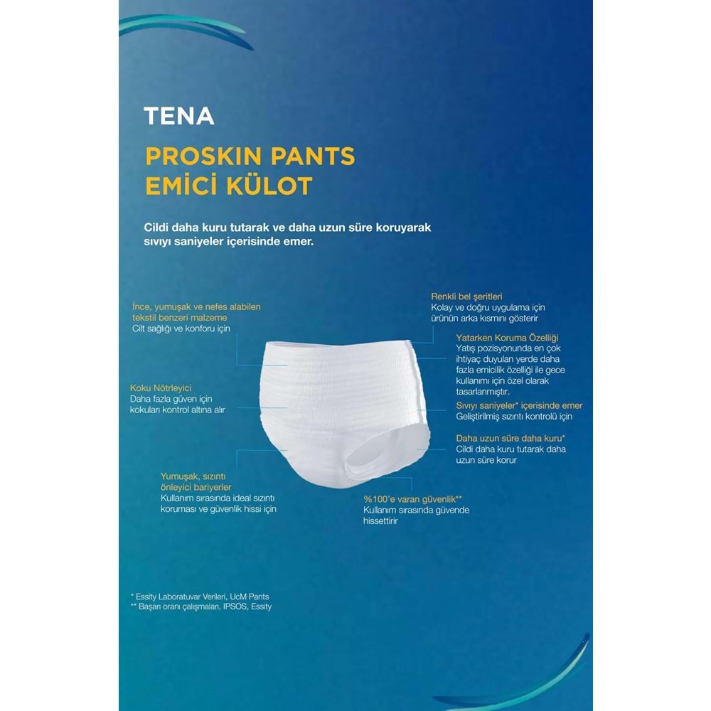 Tena Proskin Pants Süper Night Gece Emici Külot Yetişkin Bezi M - Orta - Medium 180 Adet