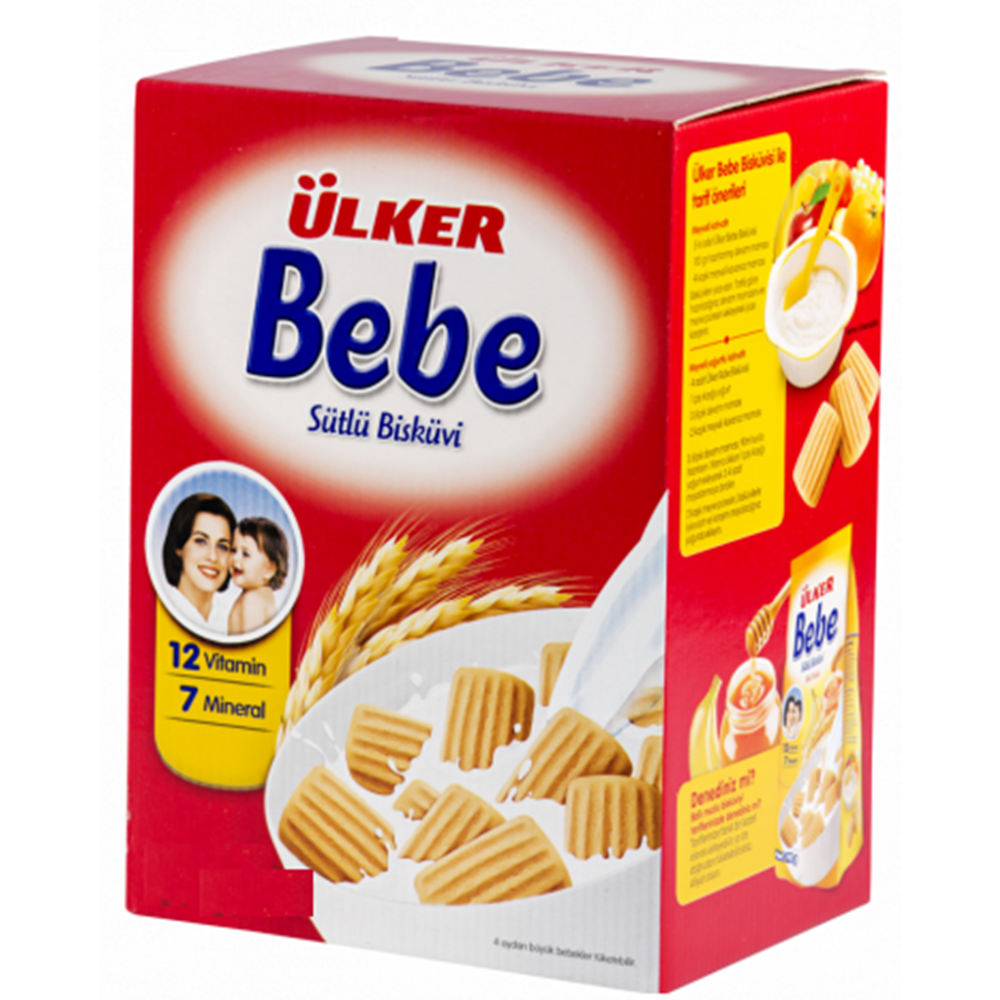 Ülker Sütlü Bebe Bisküvisi 800GR (12 Vitaminli 7 Minarelli) Kutu (6 Lı Set)