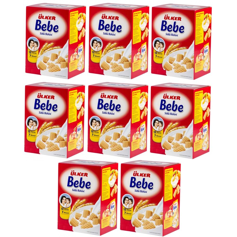 Ülker Sütlü Bebe Bisküvisi 800GR (12 Vitaminli 7 Minarelli) Kutu (8 Li Set)