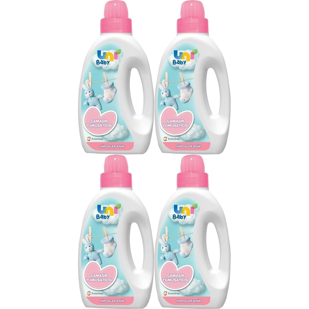 Uni Baby Çamaşır Yumuşatıcı 1500Ml Hassas Ciltler İçin/Hipoalerjenik (Pembe) (4 Lü Set)