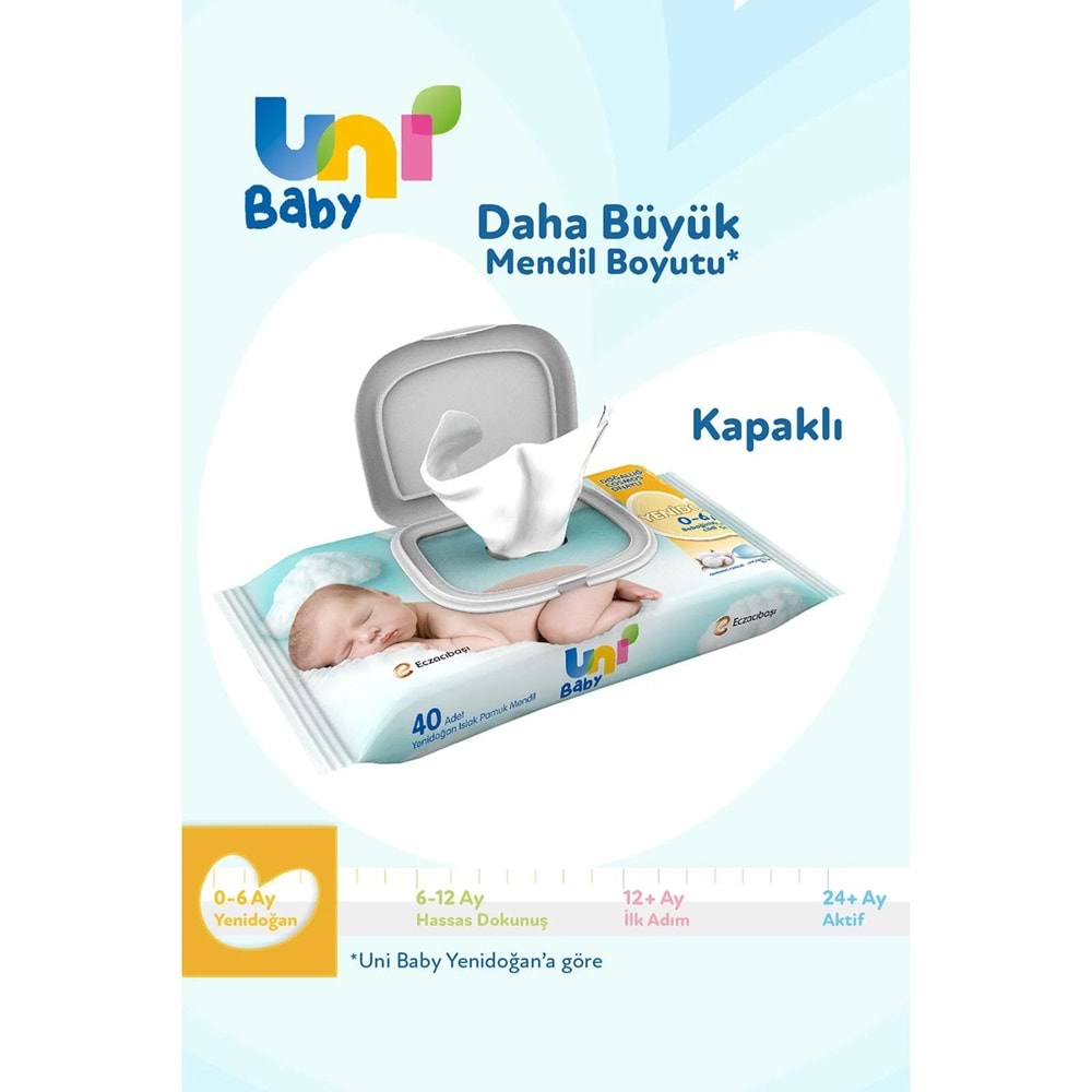 Uni Baby Islak Havlu Hassas Yeni Doğan 40 Yaprak (27 Li Set) 1080 Yaprak (Narin Ciltler için)(9PK*3)