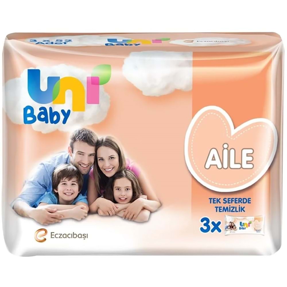 Uni Baby Islak Havlu Mendil Aile 52 Yaprak (15 Li Set) 780 Yaprak (5PK*3)