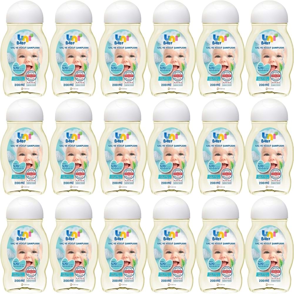 Uni Baby Bebek Saç ve Vücut Şampuanı 200ML Klasik (18 Li Set)