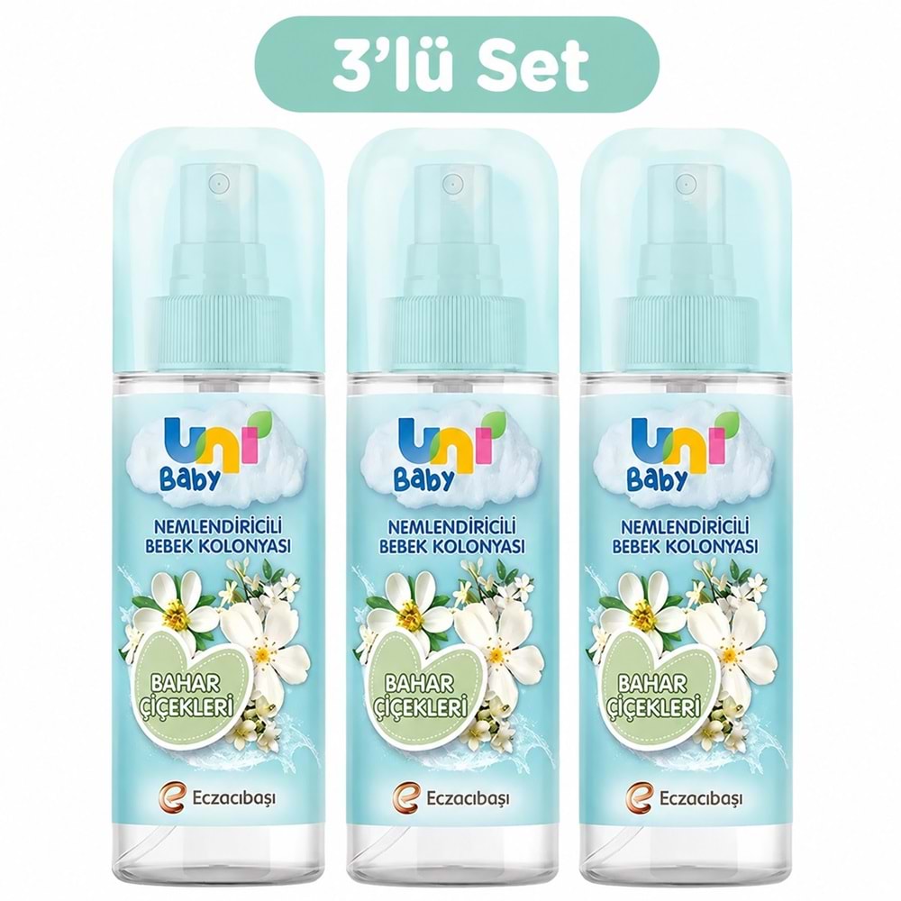 Uni Baby Bebek Kolonyası 150ML Nemlendiricili - Bahar Çiçekleri (3 Lü Set)