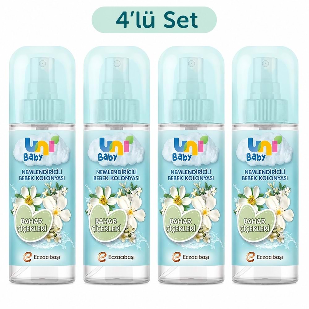 Uni Baby Bebek Kolonyası 150ML Nemlendiricili - Bahar Çiçekleri (4 Lü Set)