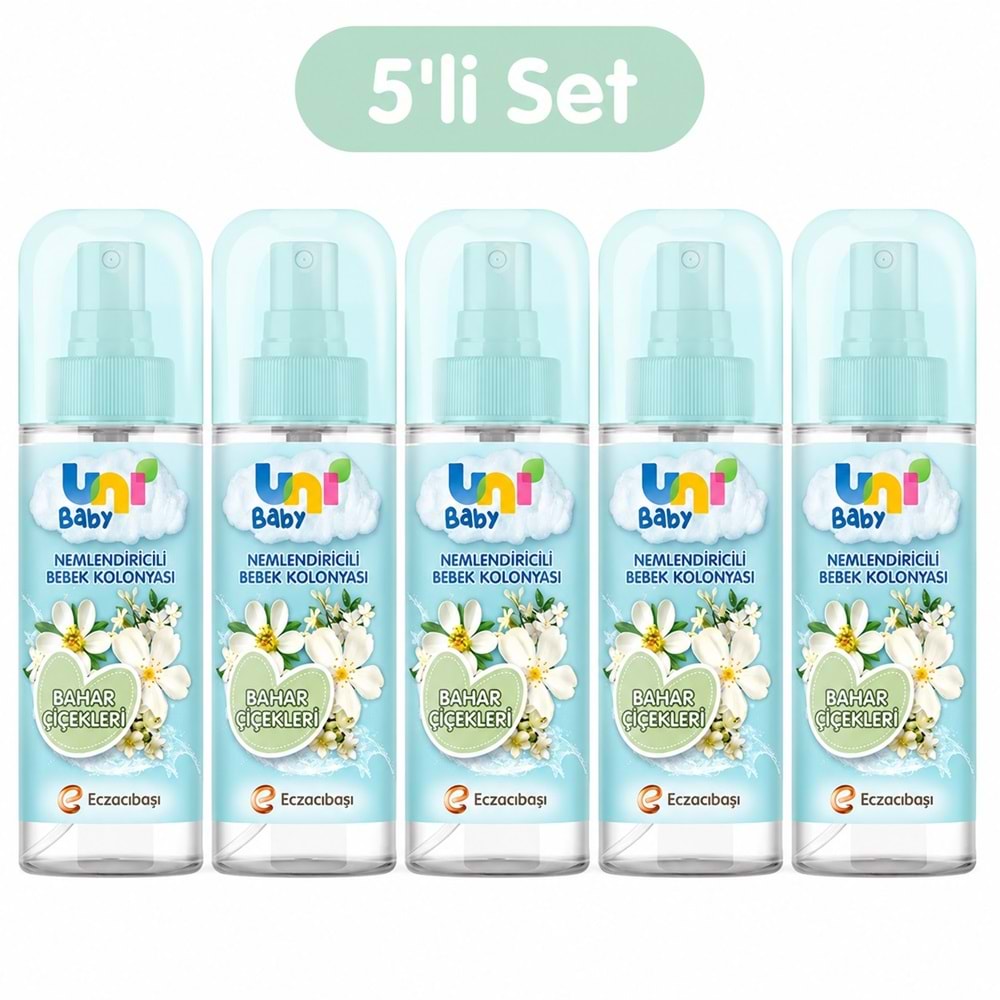 Uni Baby Bebek Kolonyası 150ML Nemlendiricili - Bahar Çiçekleri (5 Li Set)
