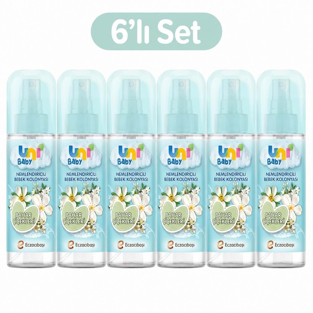 Uni Baby Bebek Kolonyası 150ML Nemlendiricili - Bahar Çiçekleri (6 Lı Set)