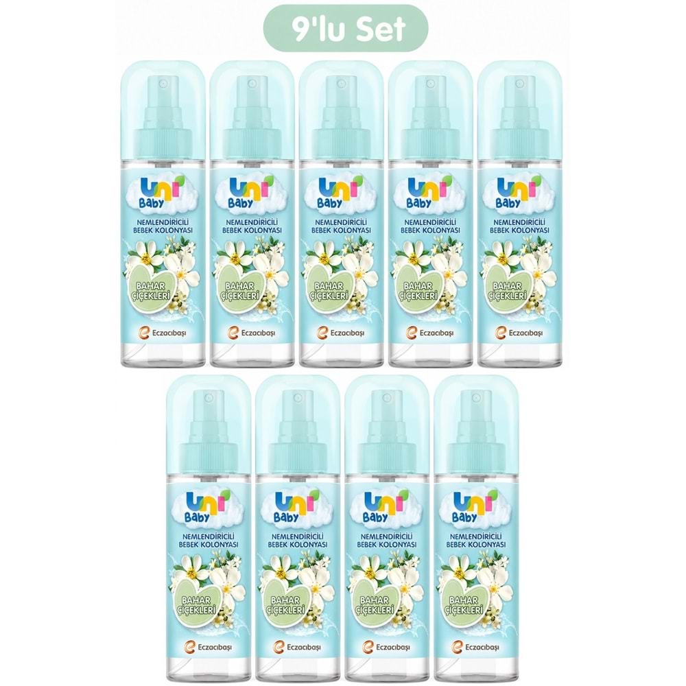Uni Baby Bebek Kolonyası 150ML Nemlendiricili - Bahar Çiçekleri (9 Lu Set)