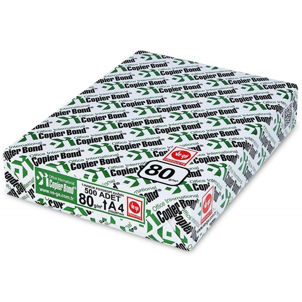 Copier Bond (Ve-Ge) A4 80GR/M2 Fotokopi Kağıdı 15000 Adet (30PK*500)