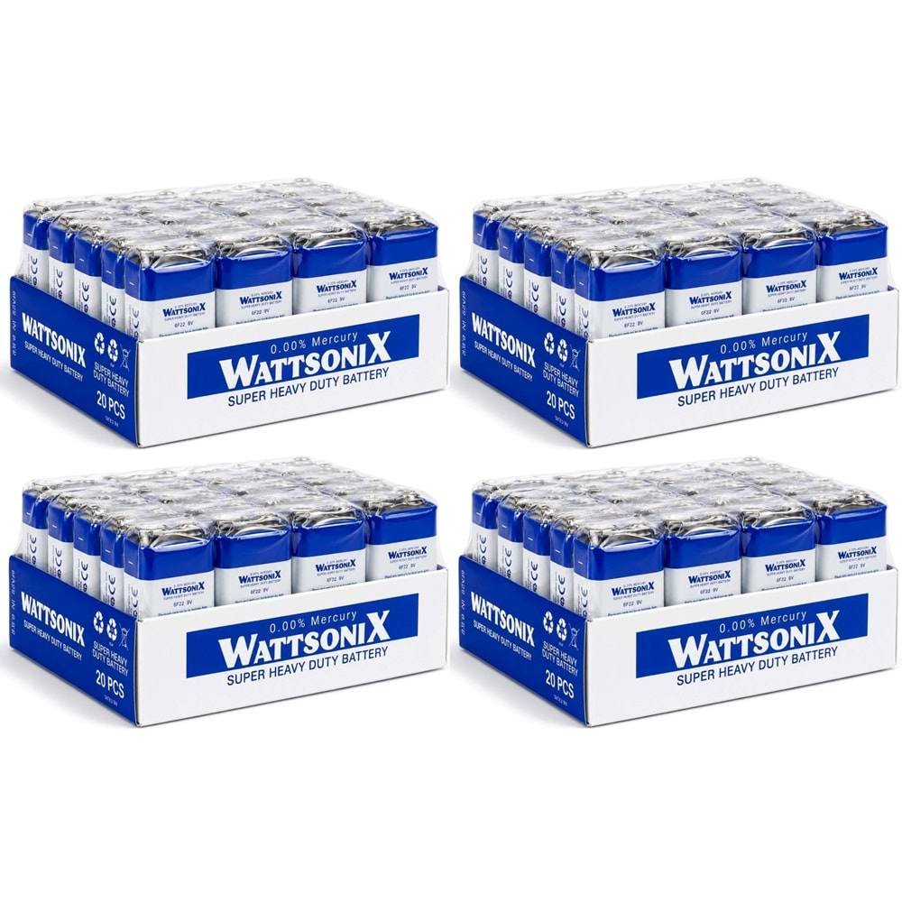 Wattsonıx Çinko Karbon 9V PİL Tekli 1 Adet (80 Li Set)