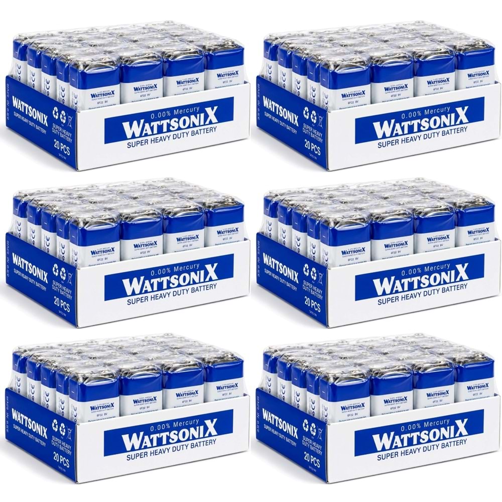 Wattsonıx Çinko Karbon 9V PİL Tekli 1 Adet (120 Li Set)