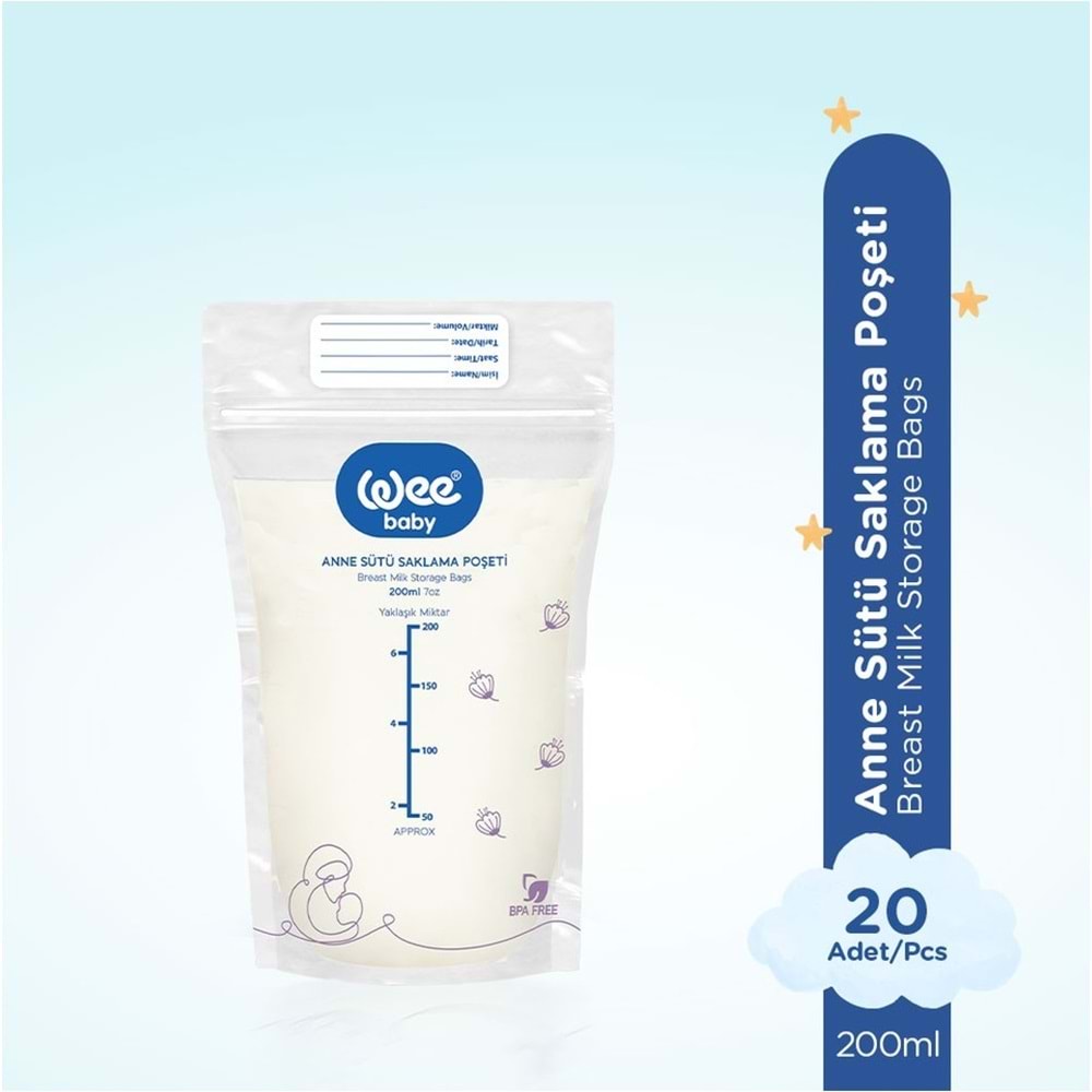 Wee Baby Anne Sütü - Süt Saklama Poşeti 20 Li Pk (Dondurucuya Uygun) (12 Li Set)