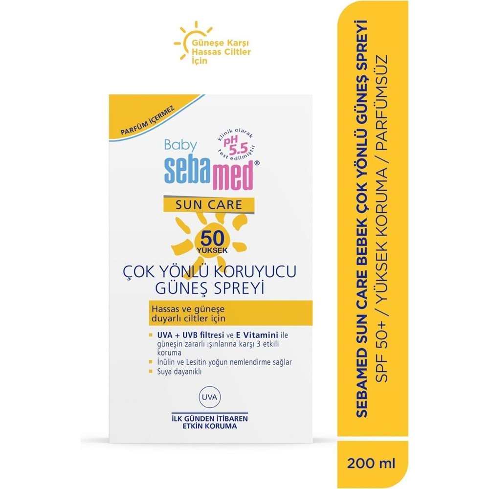 Sebamed Sun Care Bebek Güneş Losyonu Kremi Sprey 50+ 200ML PARFÜMSÜZ (Hassas Ciltler) (2 Li Set)