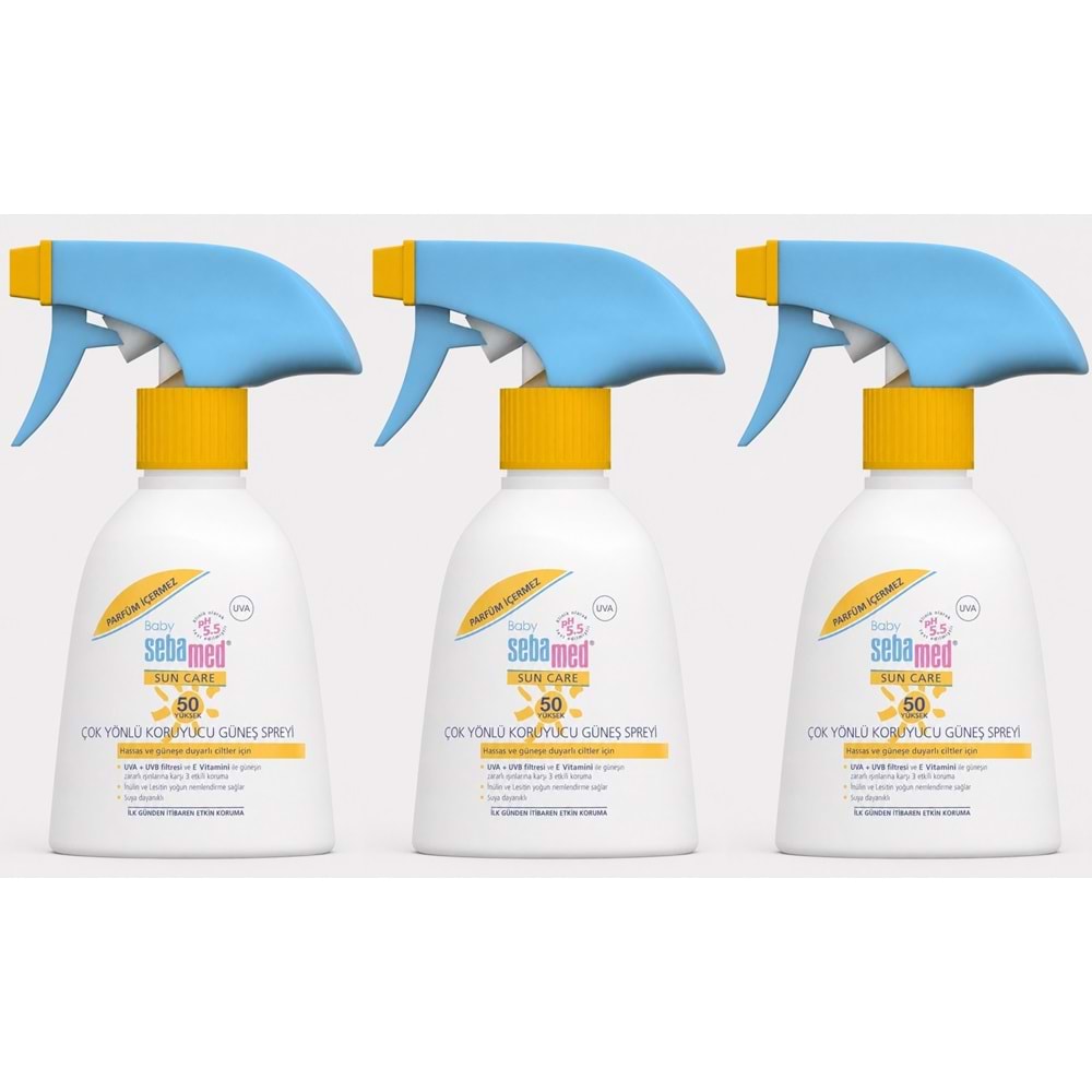 Sebamed Sun Care Bebek Güneş Losyonu Kremi Sprey 50+ 200ML PARFÜMSÜZ (Hassas Ciltler) (3 Lü Set)