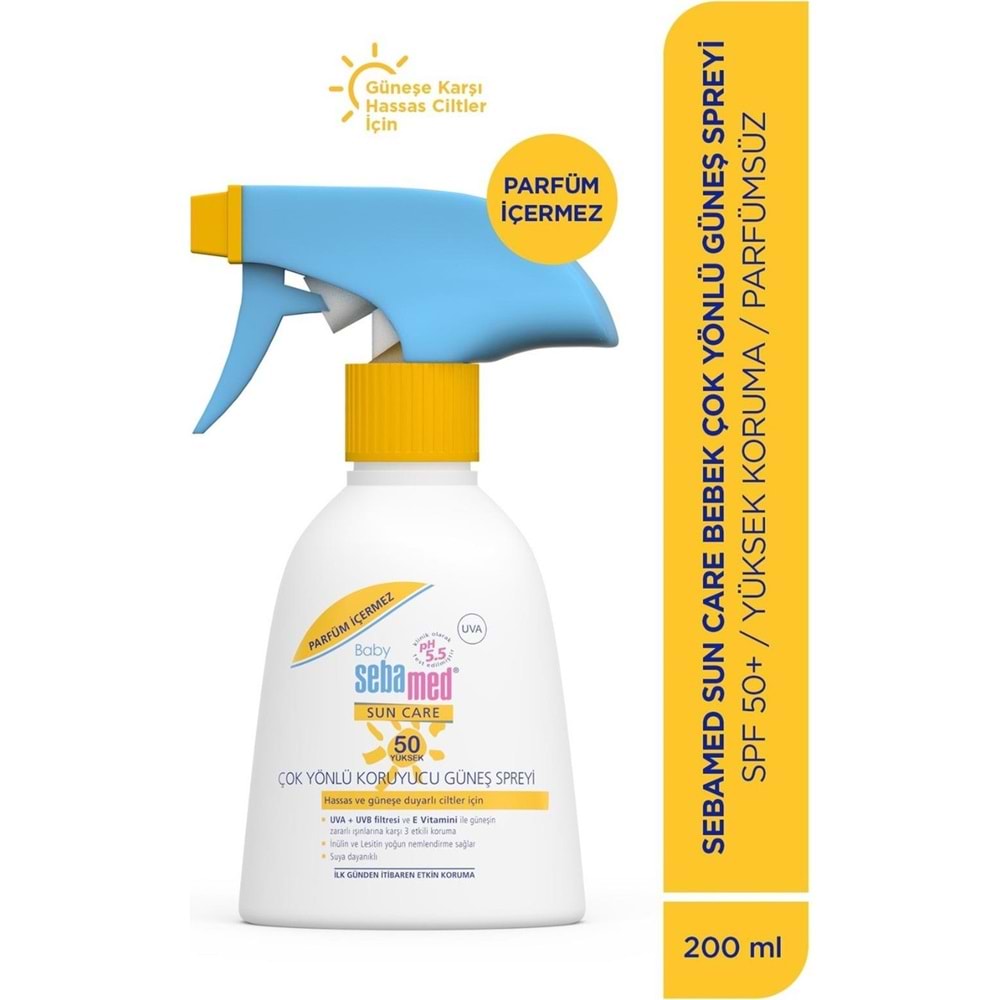 Sebamed Sun Care Bebek Güneş Losyonu Kremi Sprey 50+ 200ML PARFÜMSÜZ (Hassas Ciltler) (3 Lü Set)