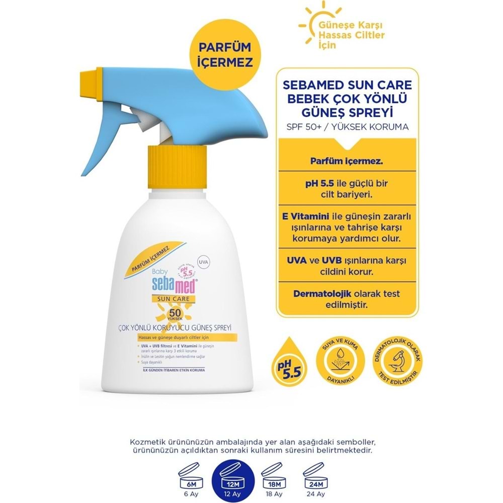 Sebamed Sun Care Bebek Güneş Losyonu Kremi Sprey 50+ 200ML PARFÜMSÜZ (Hassas Ciltler) (4 Lü Set)