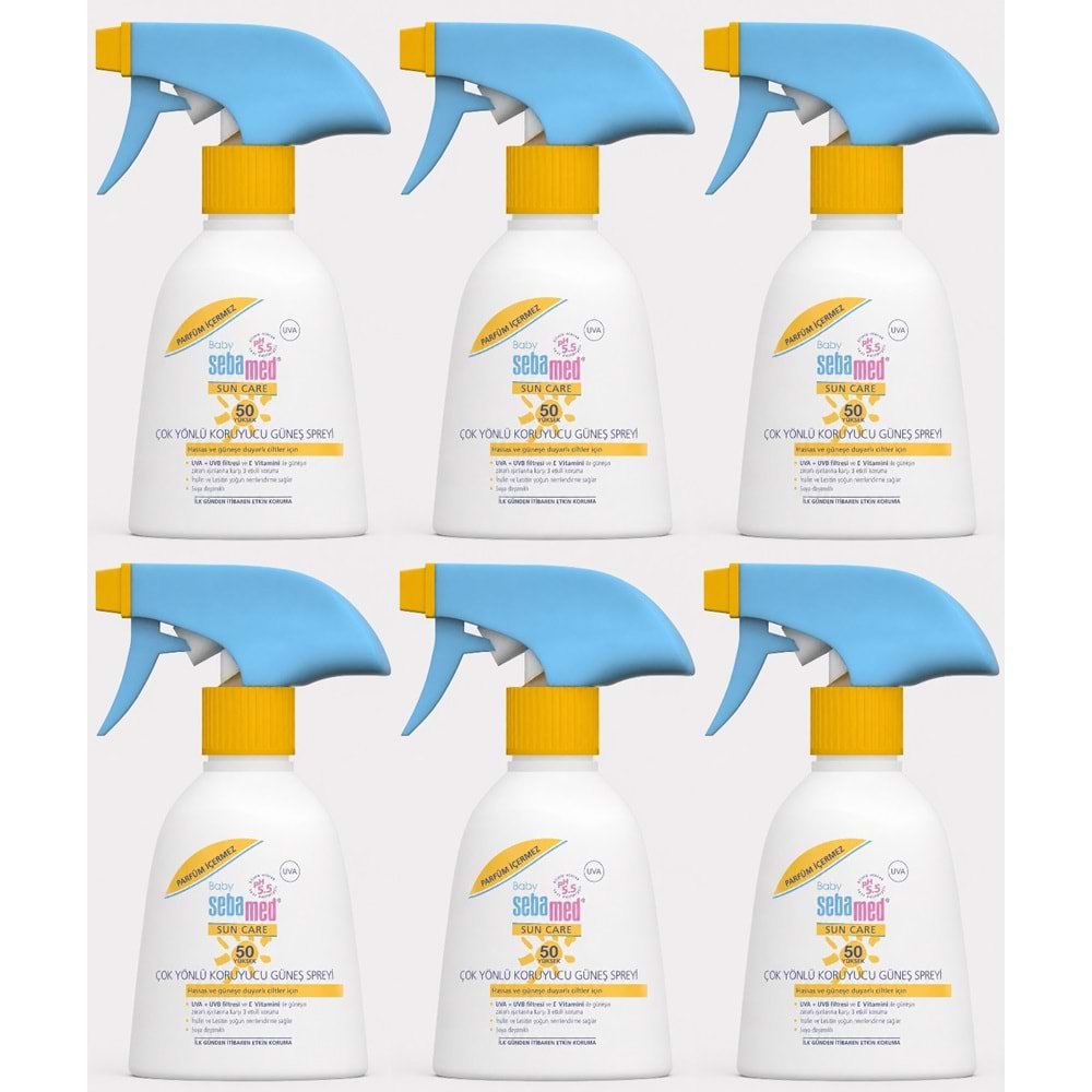 Sebamed Sun Care Bebek Güneş Losyonu Kremi Sprey 50+ 200ML PARFÜMSÜZ (Hassas Ciltler) (6 Lı Set)