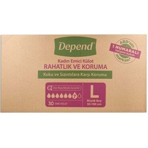 Depend Emici Külot Yetişkin Bezi Large - Büyük Kadın (30 Adet)