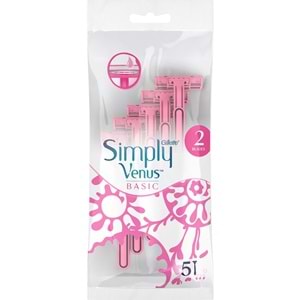 Gillette Venus Simply Venus 2 Basic Kadın Tıraş Bıçağı (Paket içeriği 5 Adet)
