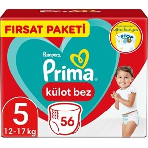 Prima Külot Bebek Bezi 5 Beden 12-17 KG Junior 56 Adet Fırsat Pk