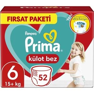 Prima Külot Bebek Bezi 6 Beden 15+ KG Extra Large 52 Adet Fırsat Pk