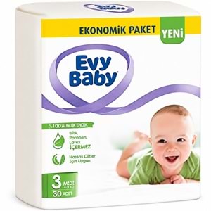 Evy Baby Bebek Bezi 3 Beden 5-9 KG Midi 30 Adet Ekonomik Pk