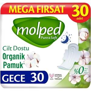 Molped Pure&Soft Hijyenik Ped Gece 30 Adet Mega Pk
