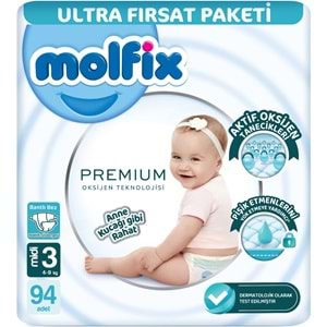Molfix Premium Bebek Bezi 3 Beden 4-9 KG Midi 94 Adet Ultra Fırsat Pk