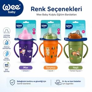Wee Baby Friends Kulplu Pipetli Bardak 265 ML (Kod:339) Seçenekli - Turuncu