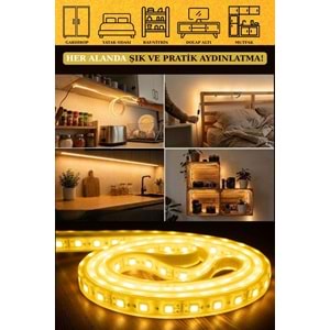 Mandaş 4 Metre Günışığı Şerit Led 3000K Mutfak Tezgah Üstü Dolap Altı İçin 12V Tam Set